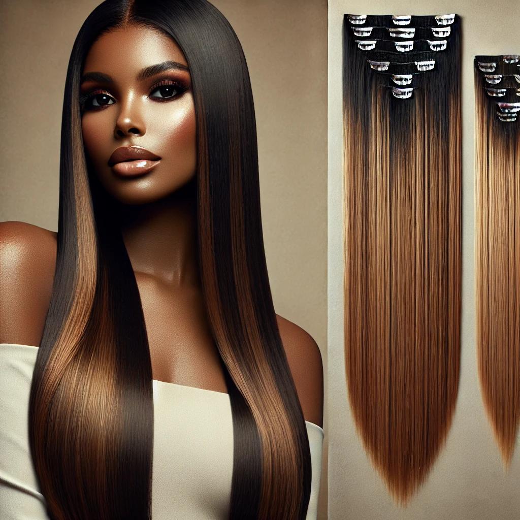 P4/27 Ombré Highlights Straight Clip-ins - Image 2